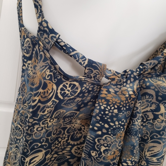 Dex Blue & Gold Boho Bohemian Dress Size Medium - Picture 6 of 9